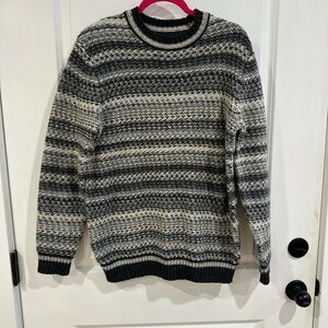 American Eagle Black and Gray Striped Sweater